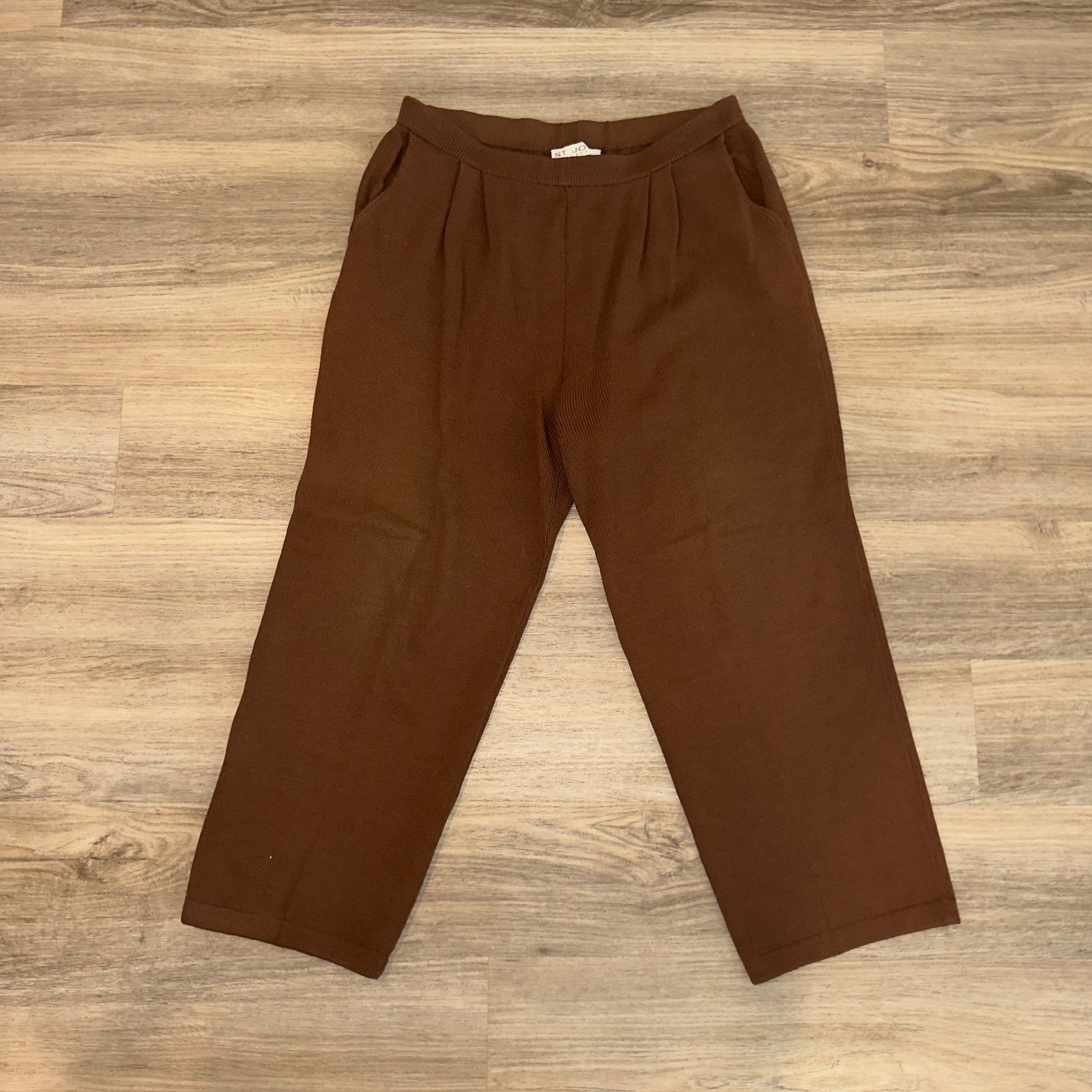 St John Collection Santana Knit Pants Brown Straight Leg Womens 12